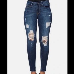 Good American Dark Blue Distressed Skinny Jeans